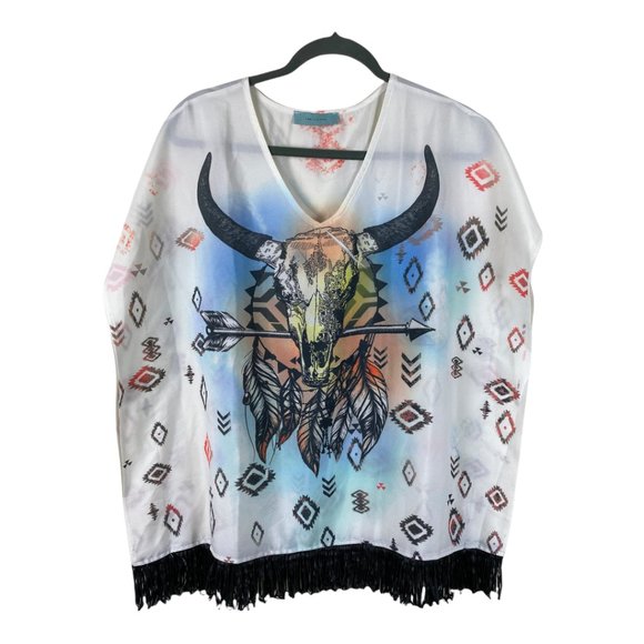 Camilla Tree Tops - Camilla Tree Texas Longhorn Fringe Hem Tunic